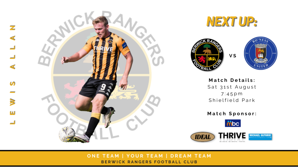 Match Day 11 | BRFC Vs Bo'ness - Berwick Rangers Football Club