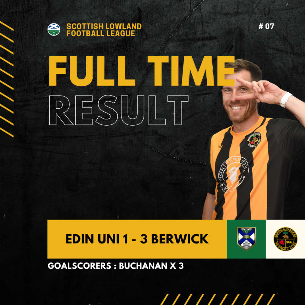 EUAFC Vs Berwick Rangers Match Report - Berwick Rangers Football Club