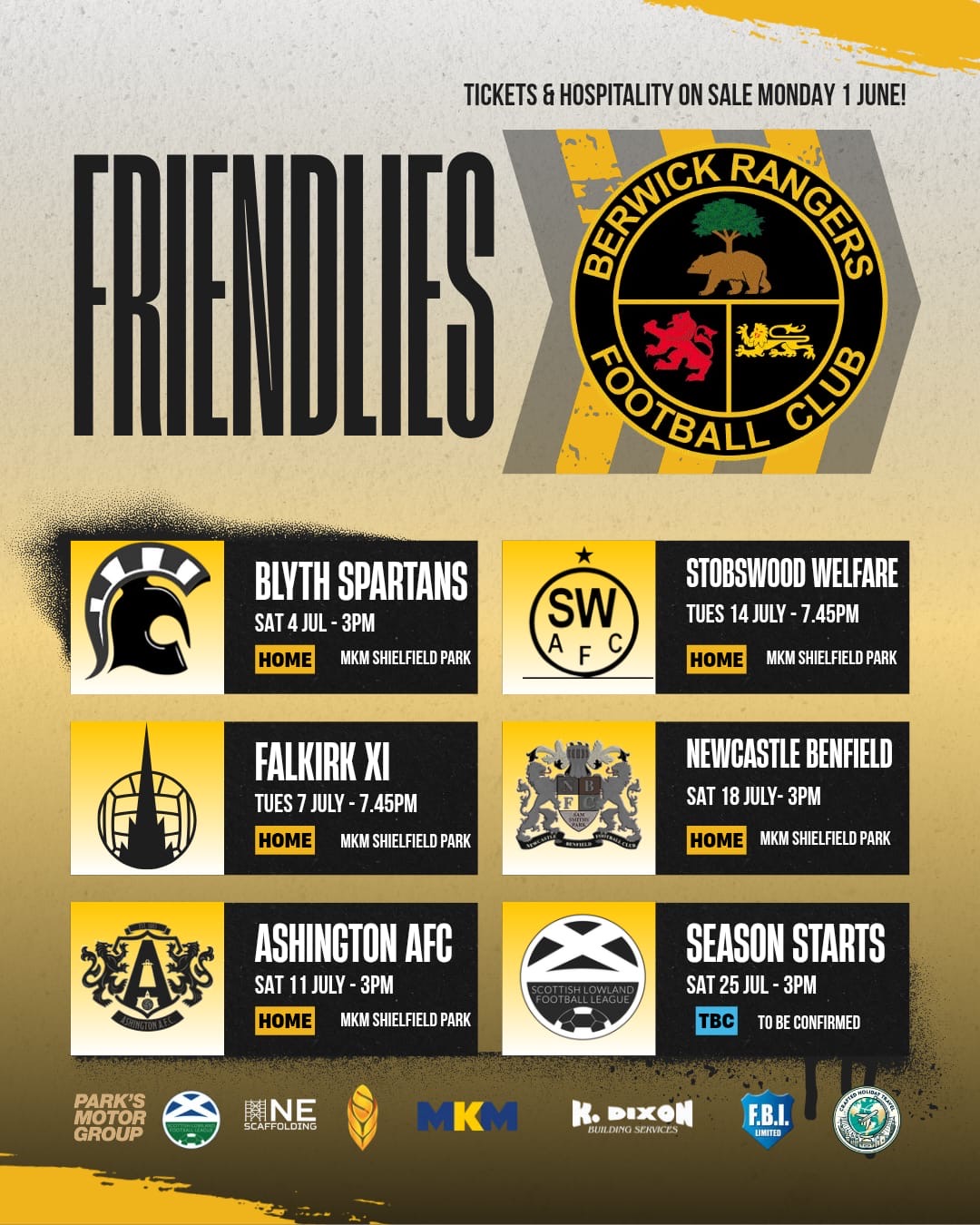 Friendlies Summer 2026 - Berwick Rangers Football Club